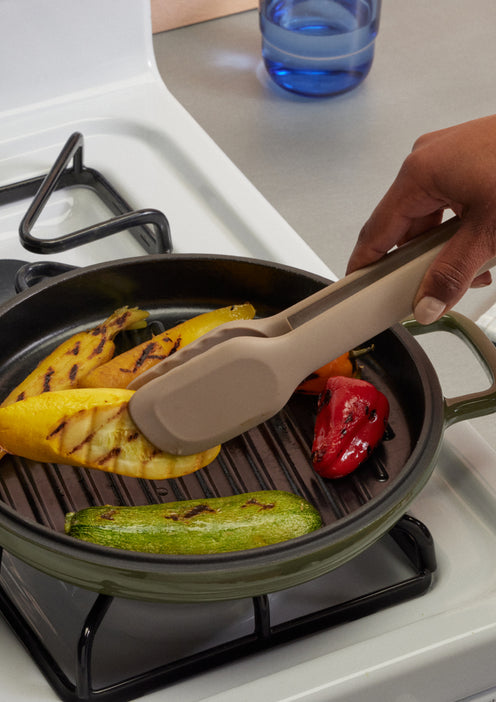 cooking with tongs