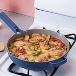 Boiling shrimp in a blue Large Always Pan