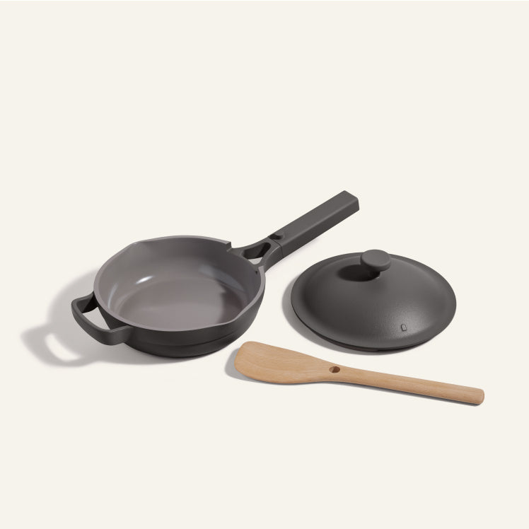 Black Mini Always Pan with nesting Beechwood Spatula