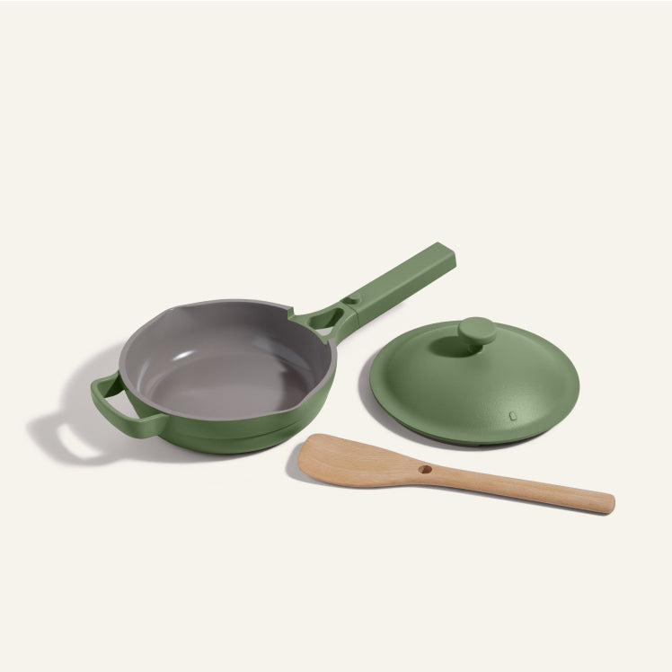 Green Mini Always Pan with nesting Beechwood Spatula