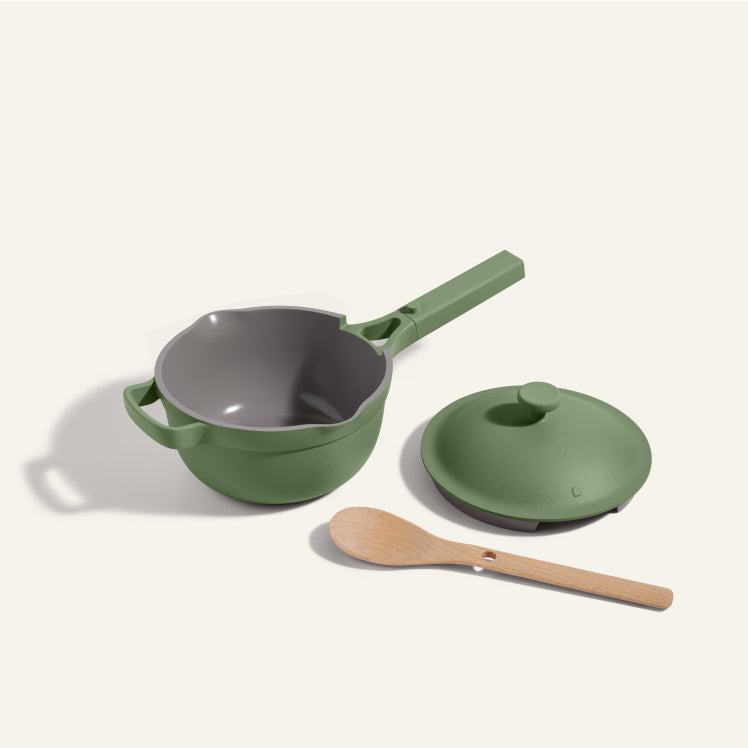 Green Mini Perfect Pot with lid and nesting Beechwood Spoon