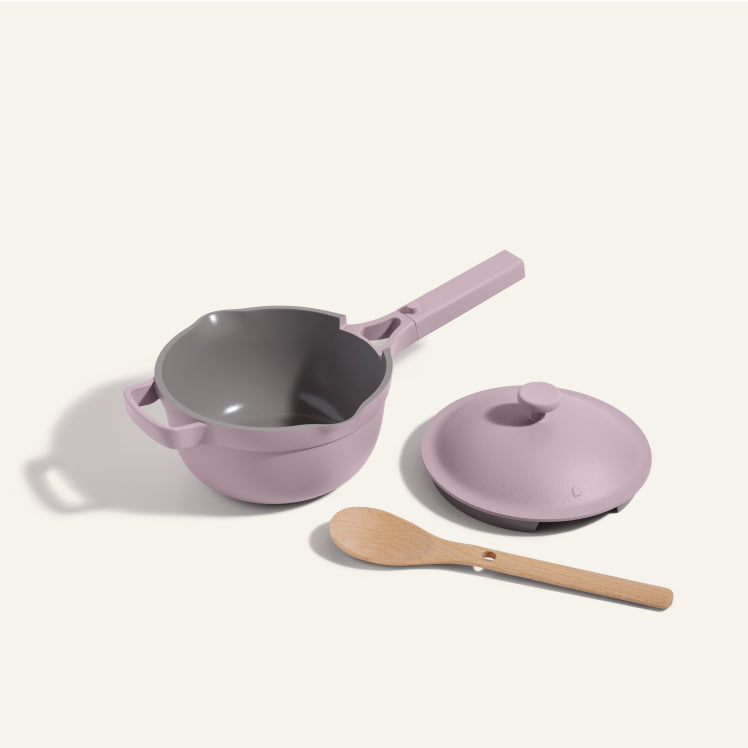 Purple Mini Perfect Pot with lid and nesting Beechwood Spoon