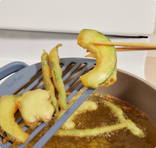 frying zucchini with blue salt fry deck + always pan