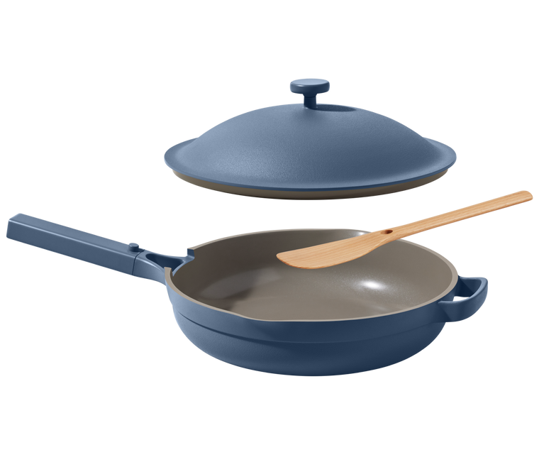 Blue Large Always Pan with nesting  Beechwood Spatula